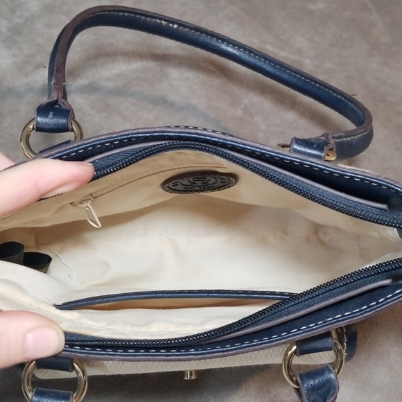 Etienne Aigner Bags Etienne Aigner Cream And Navy Purse Poshmark
